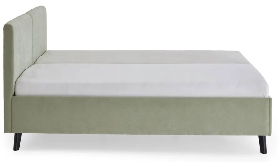 Светлозелено двойно легло 180x200 cm тапицирано с включена подматрачна рамка Piano – Meise Möbel