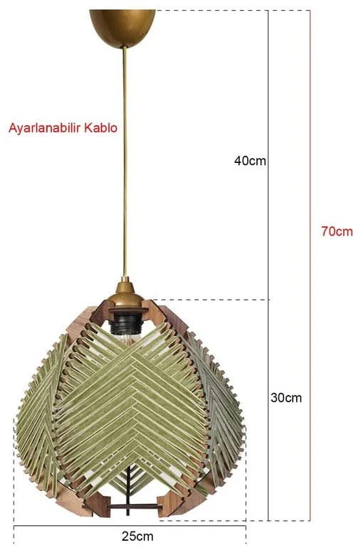 Зелено/в естествен цвят висящо осветително тяло с текстилен абажур ø 25 cm Yola – Opviq lights