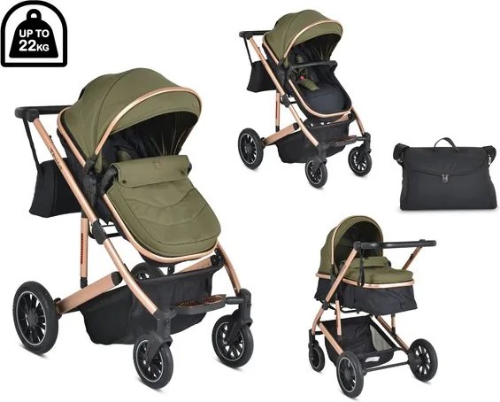 Комбинирана бебешка количка Thira MONI - зелен