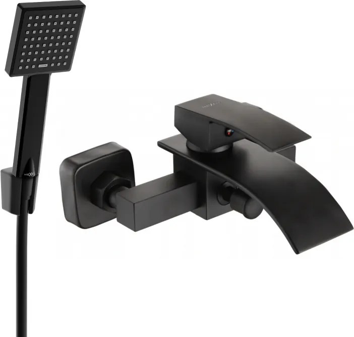 Mexen Aries R45 батерия за вана с душ комплект, черна - 74483R45-70