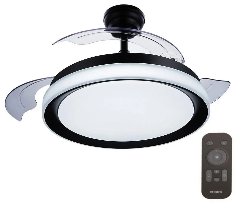 Philips - LED Таванен вентилатор BLISS LED/35W/230V 5500/4000/3000K черен + д.у.