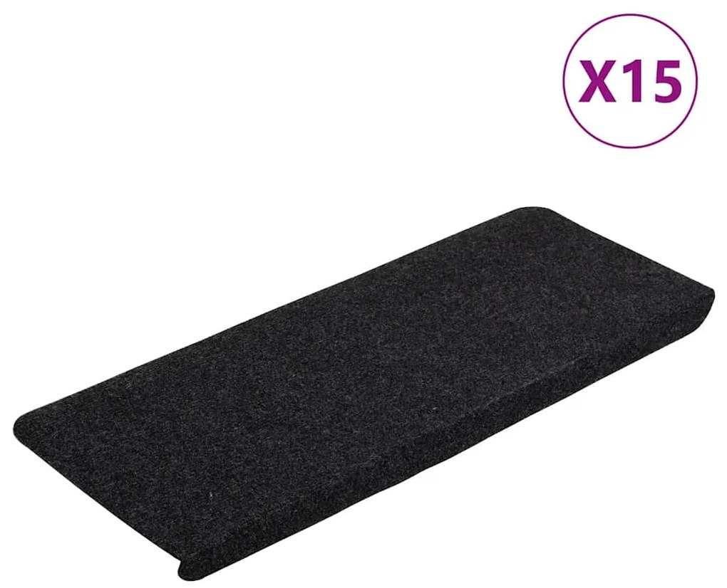 343478 vidaXL Самозалепващи стелки за стълби, 15 бр, 65x24,5x3,5 см, черни