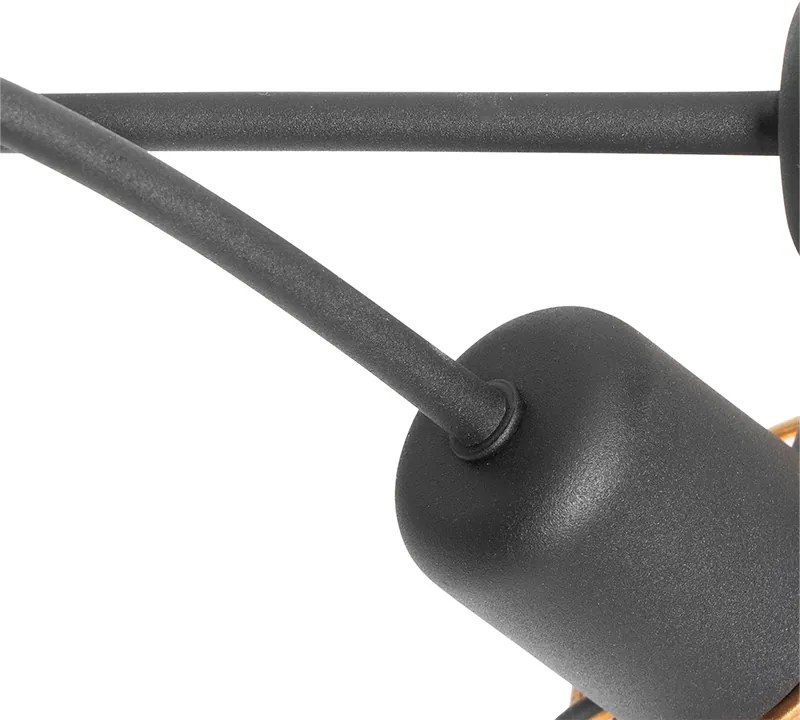 Дизайнерски таванна лампа черна със злато 5-светлина - Noud