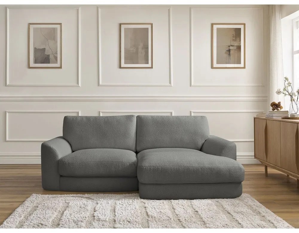 Тъмносив ъглов диван от прежда с примки от букле (десен ъгъл) Leonore – Bobochic Paris