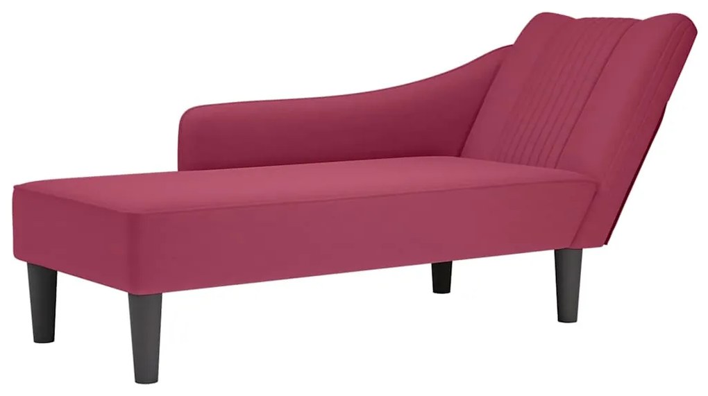4009796 vidaXL Кушетка с десен подлакътник, виненочервен, кадифе