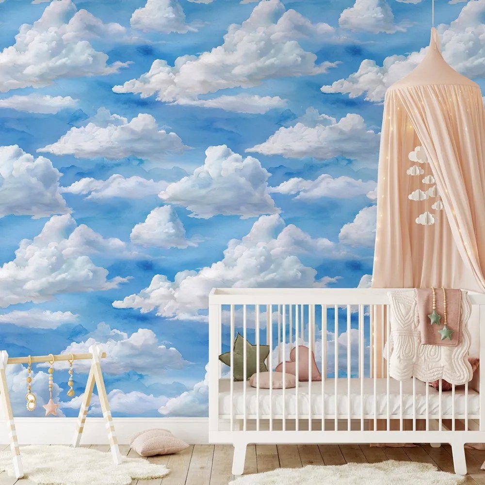 Самозалепващ фототапет – Пухкави бели облаци на синьо