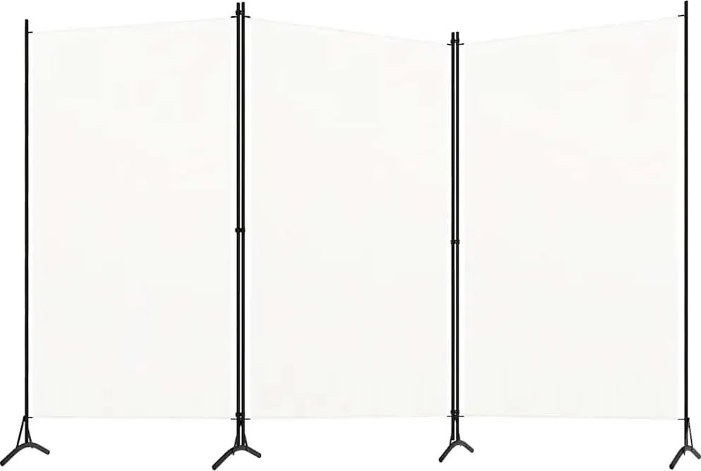 320731 vidaXL Параван за стая, 3 панела, бял, 260x180 см, плат