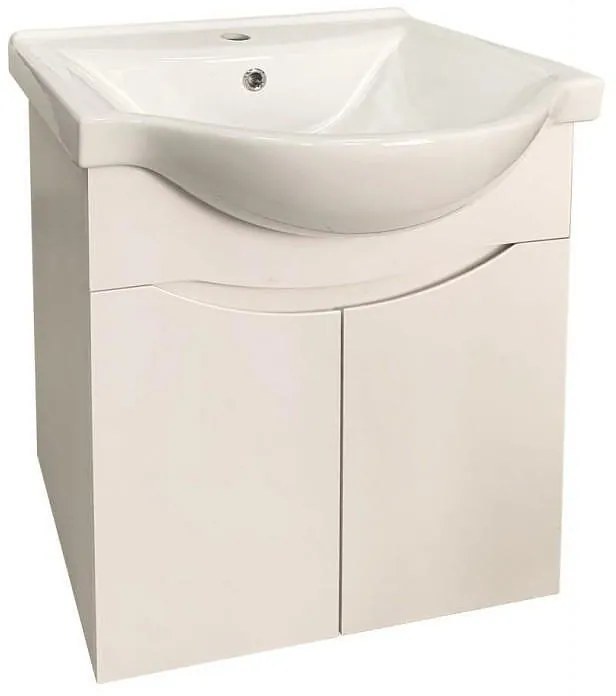 Конзолен шкаф за баня ICP 5549/60, PVC, бял, с умивалник, 55x49x60см