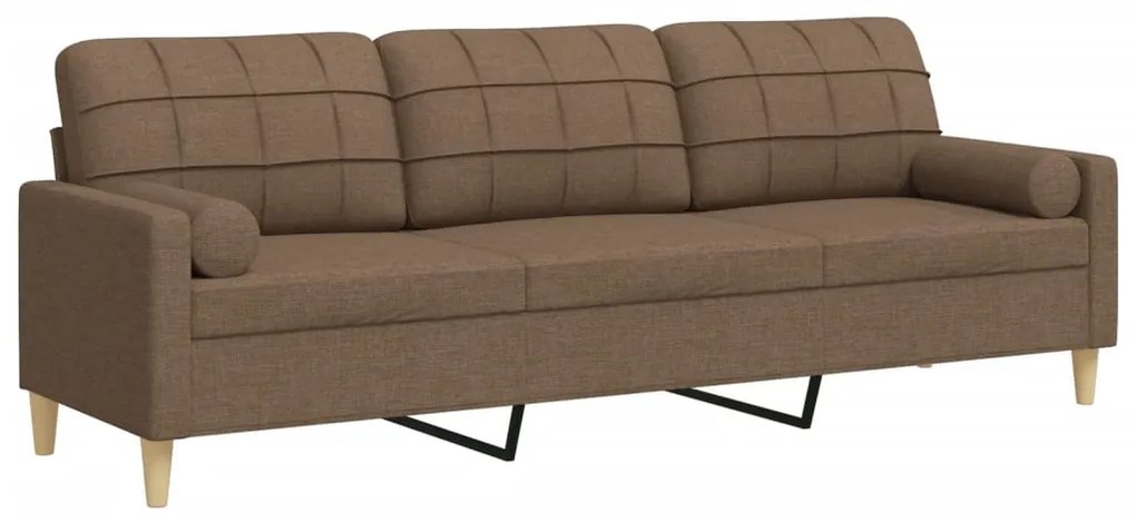 3278204 vidaXL 3-местен диван с декоративни възглавници кафяв плат 210 см