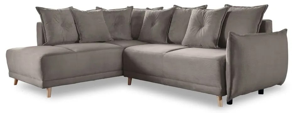 Светлокафяв велурен разтегателен диван (ляв ъгъл) Lazy Lukka - Miuform