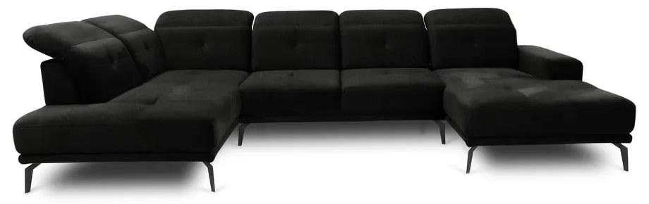 Черен ъглов диван (ляв ъгъл/U форма) Bretan – ELTAP