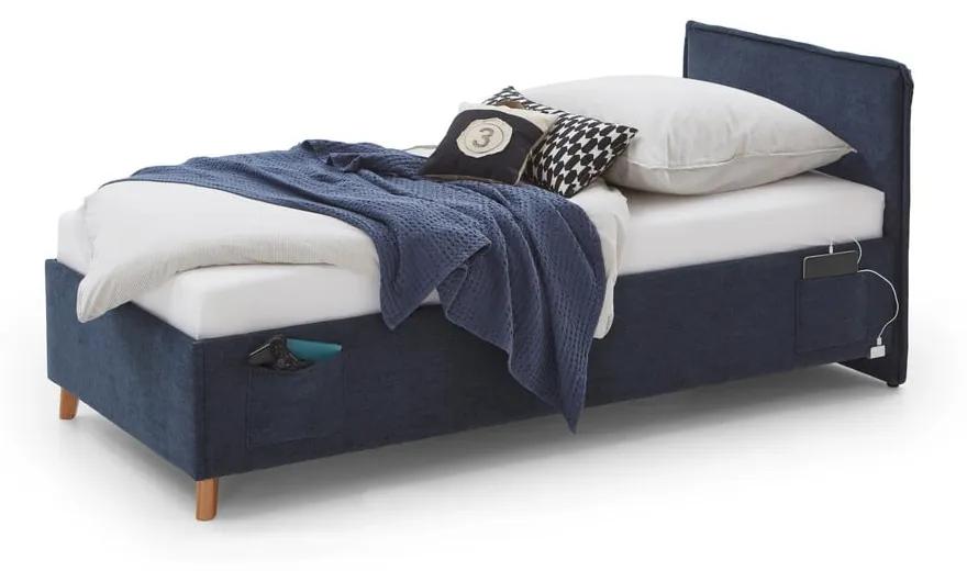 Тъмносиньо детско легло с място за съхранение 90x200 cm Fun – Meise Möbel