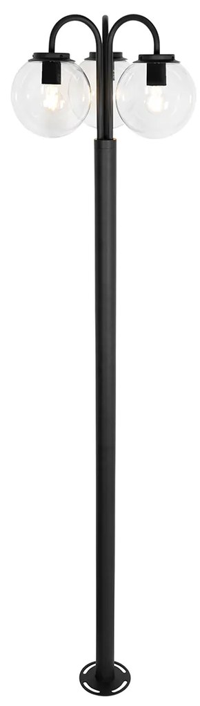 Фенер черен с пластмаса 200 см 3-светлини IP44 - Sfera