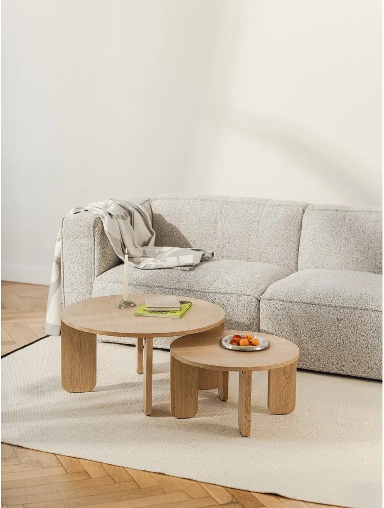 Кръгла масичка за кафе с дъбов плот в естествен цвят ø 55 cm Kuvu – noo.ma