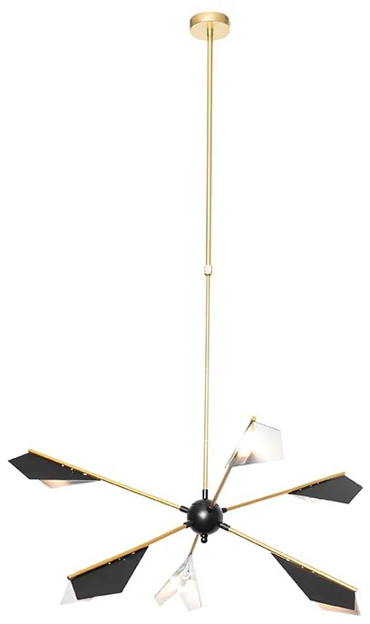 Дизайнерски висящ аплик черен и златен 6-светлина - Sinem