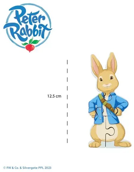 Дървен мини пъзел Peter Rabbit, в торбичка