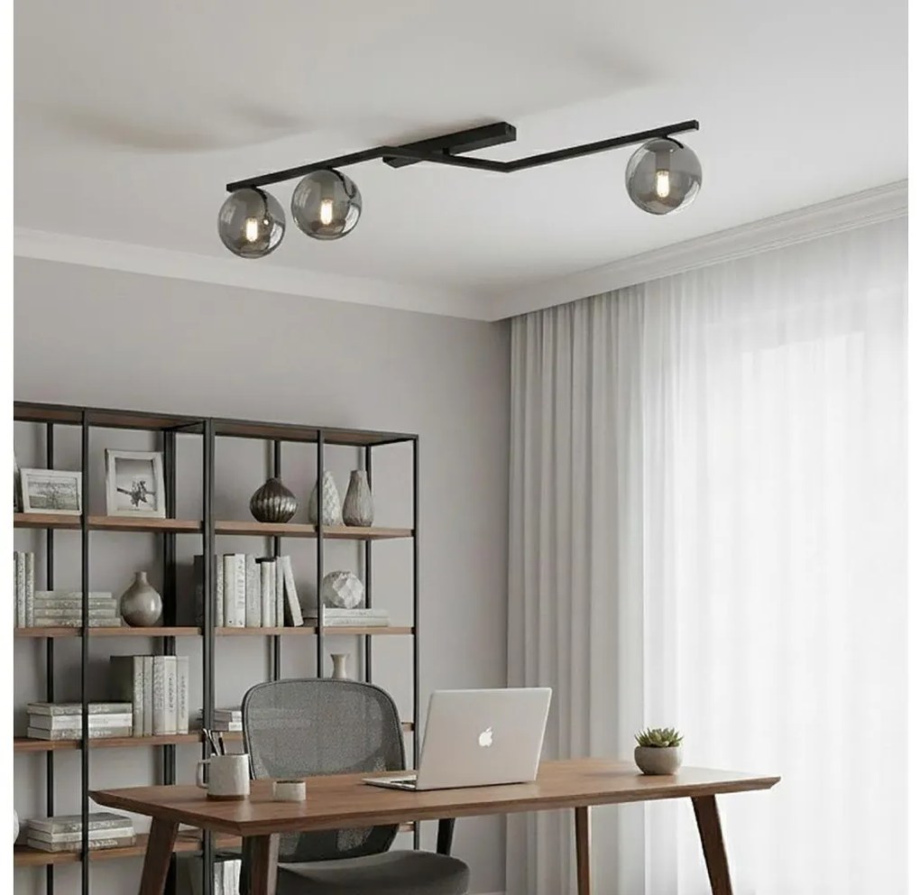 Таванно осветително тяло NATON 3xE14/10W/230V черно/опушено