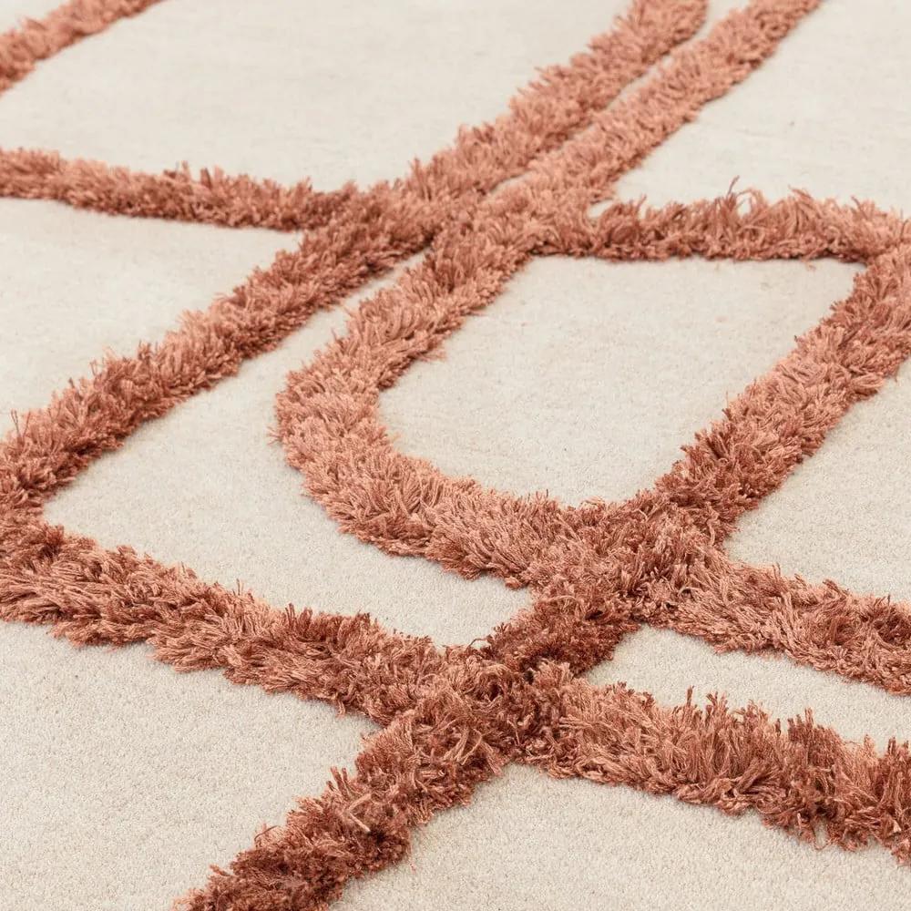 Ръчно изработен вълнен килим тухлен/кремав 160x230 cm Matrix – Asiatic Carpets