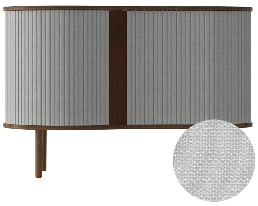 Нисък скрин в сиво-кафяво с дъбов декор и плъзгащи се врати 100x67 cm Audacious - UMAGE