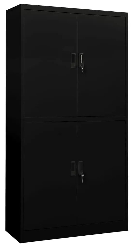 335944 vidaXL Офис шкаф, черен, 90x40x180 см, стомана