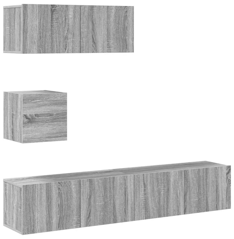 3114652 vidaXL Комплект ТВ шкафове от 4 части, сив сонома, инженерно дърво