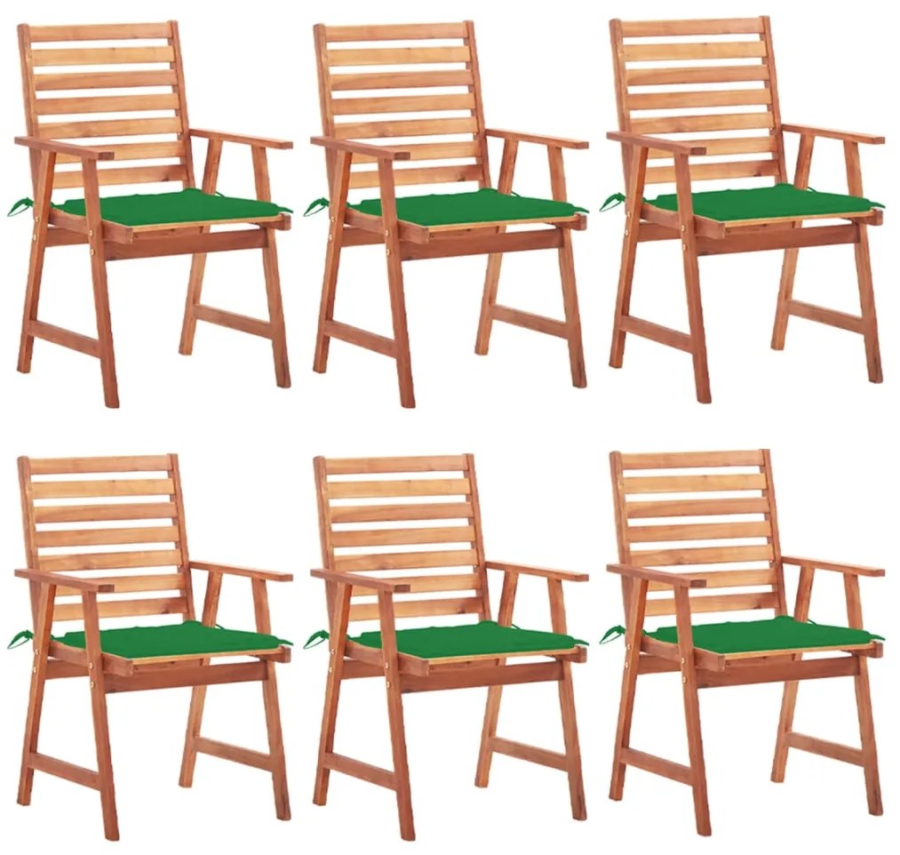 3078352 vidaXL Градински трапезни столове, 6 бр, с възглавници, акация масив