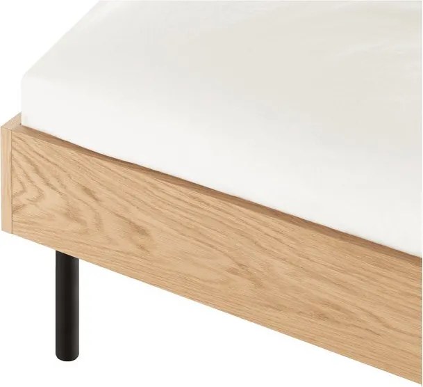 Двойно легло 200x200 cm ПДЧ от декор от дъб без табла с включена подматрачна рамка в естествен цвят Streiko – noo.ma