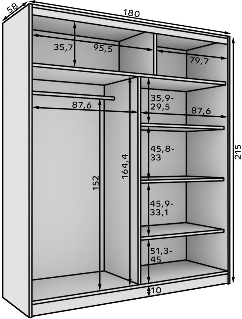 Плъзгащ се гардероб Shelvia 180-Leuko-Мауро