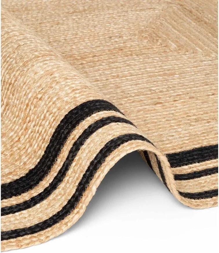 Черна/в естествен цвят двустранна/ръчно изработена ютена пътека 70x200 cm Jutta – Hanse Home