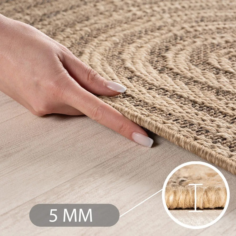Кафяв кръгъл килим за открито и закрито ø 120 cm Timber 1401 – Ayyildiz Carpets