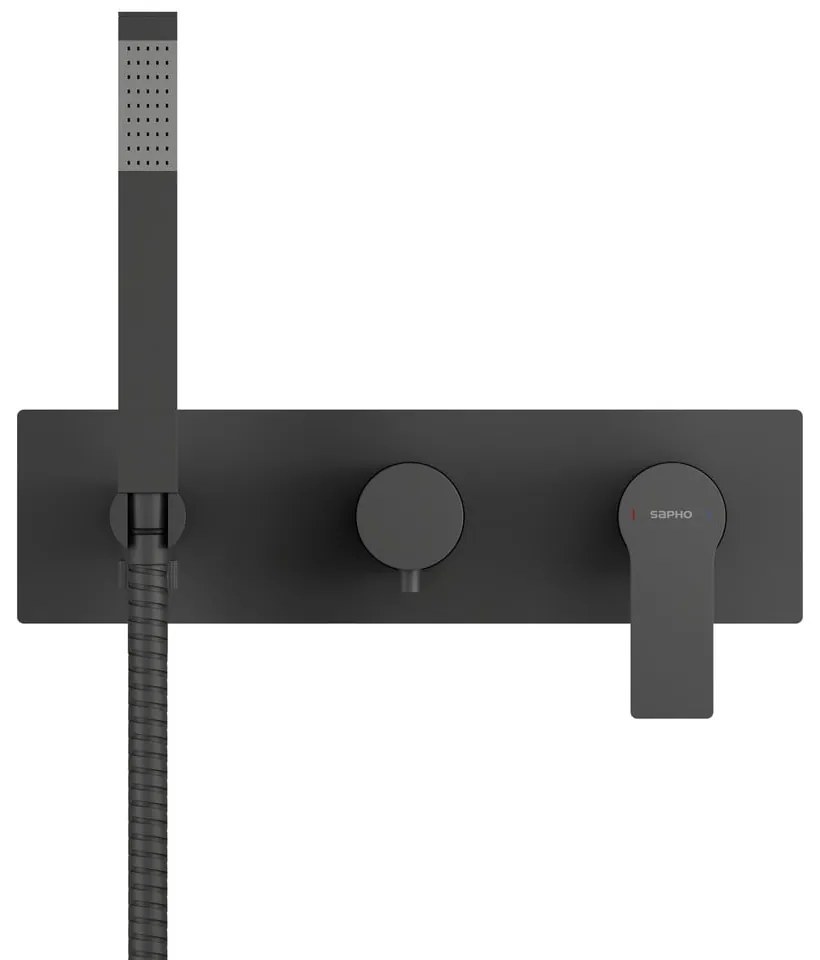 Матово-черна вградена душ батерия (2 изхода) Pax – Sapho