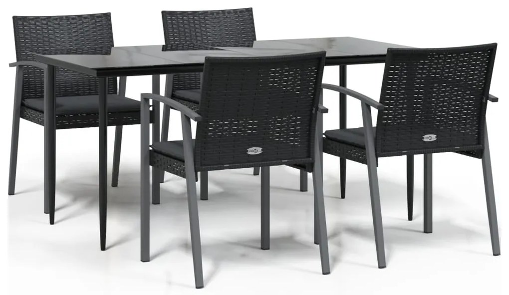 3186979 vidaXL Градински комплект от 5 части с възглавници полиратан и стомана