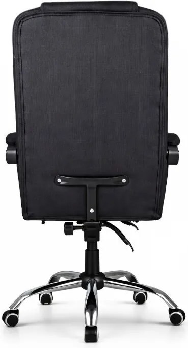 Ергономичен офис стол с подложка за крака и масаж - черна тъкан