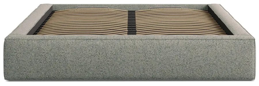 Зелено двойно легло 140x200 cm тапицирано с място за съхранение с включена подматрачна рамка Simon Darren – Micadoni