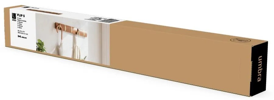 Кафява стенна закачалка от масивна топола Flip – Umbra
