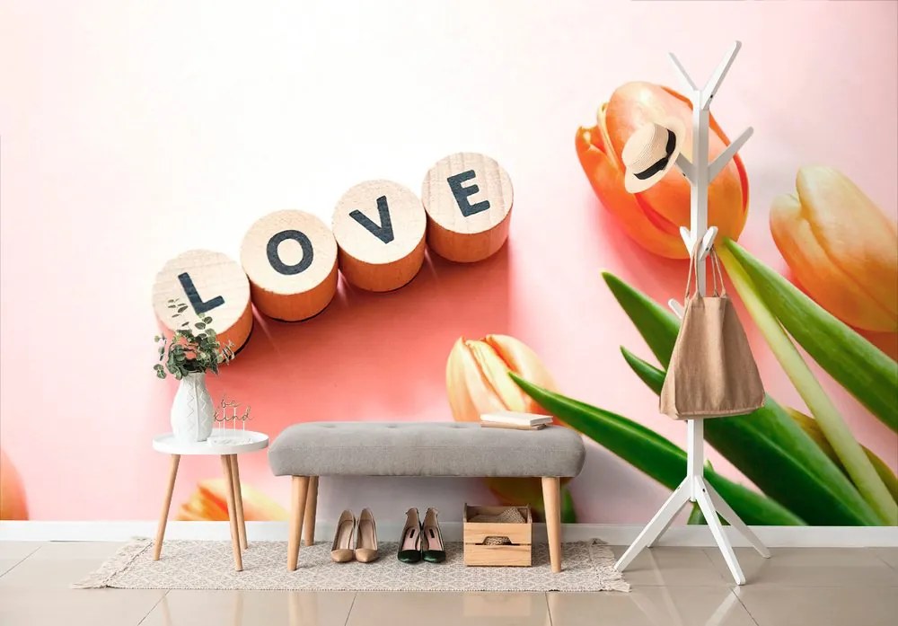Фототапет – Кубчета с надпис Love