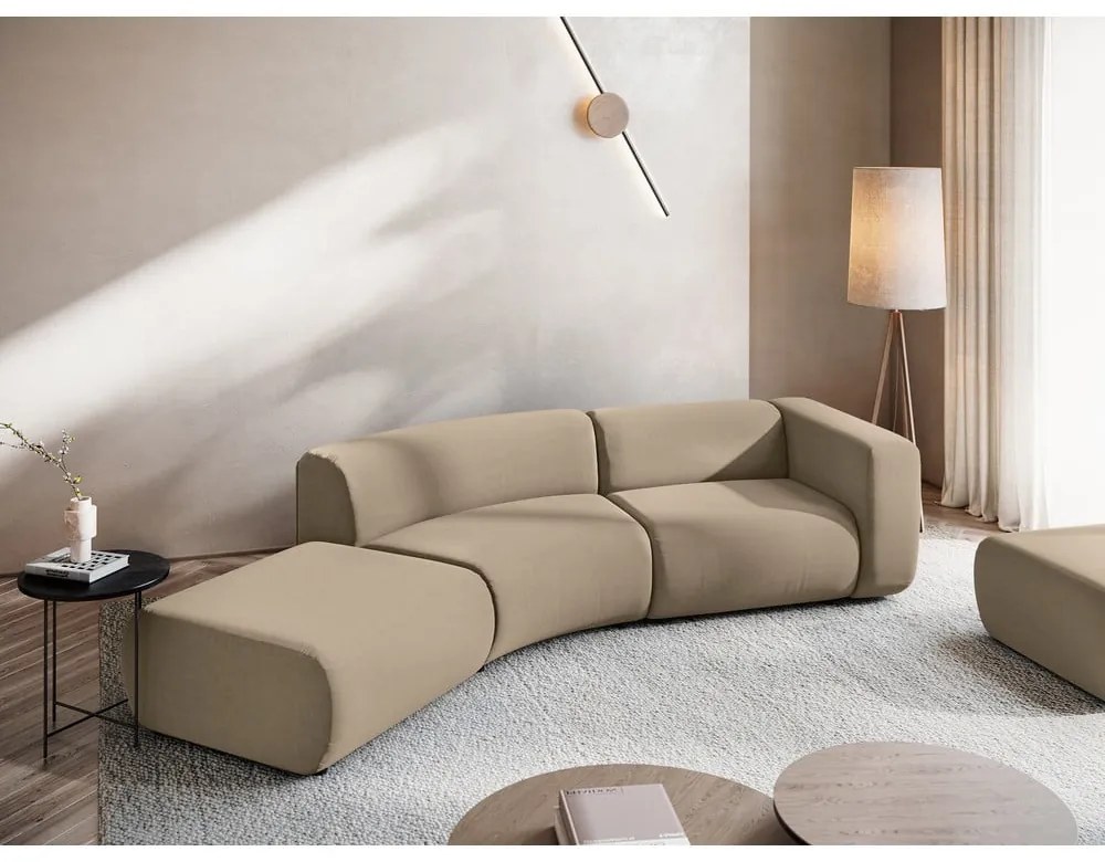 Бежов кадифен шезлонг (ляв ъгъл) Ekahi – Makamii