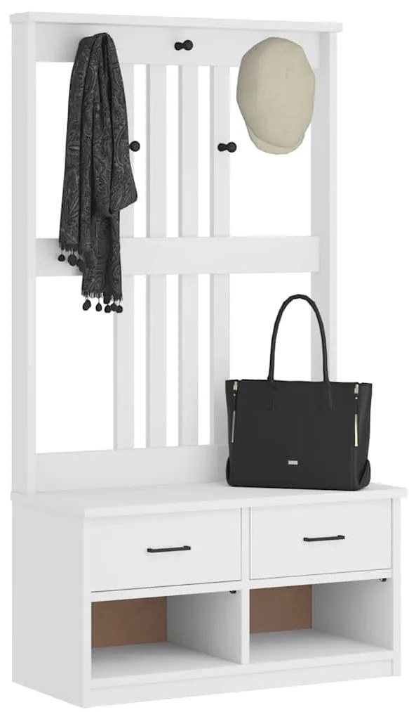 4010492 vidaXL L Дърво за антре SANDNES бяло 87x40x159,5 cm