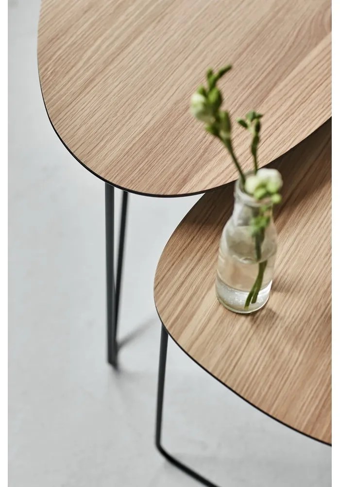 Метална масичка за кафе в естествен цвят 37x44 cm Curve M Wood – LIND DNA