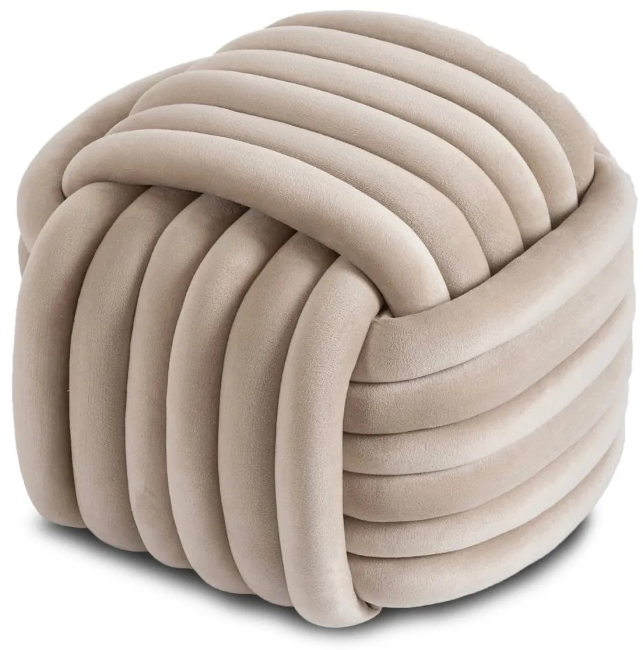 Плетена пуфа от велур MAGMA - различни цветови решения Бежово