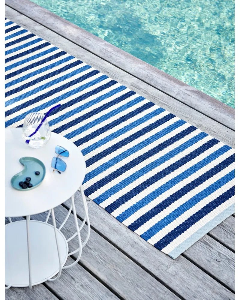 Синя и кремава пътека за открито и закрито 70x240 cm Teo Denim – Pappelina