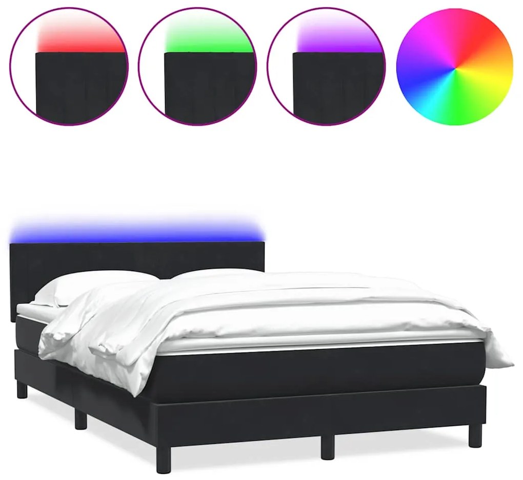 3317129 vidaXL Боксспринг легло с матрак и LED, черно, 160x220 см, кадифе