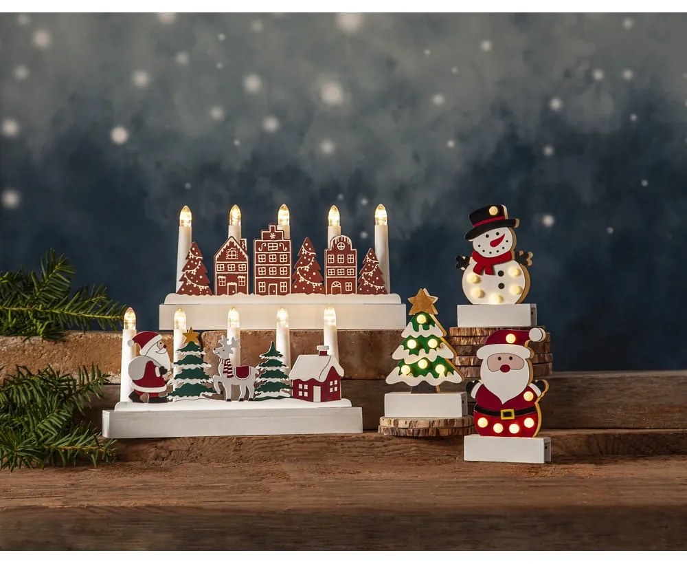 Бяло-зелена светлинна украса с коледен мотив Freddy - Star Trading