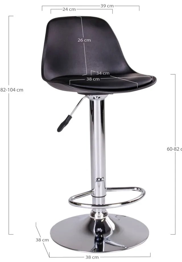 Черни въртящи се бар столове в комплект от 2 броя 82 cm Trondheim - House Nordic