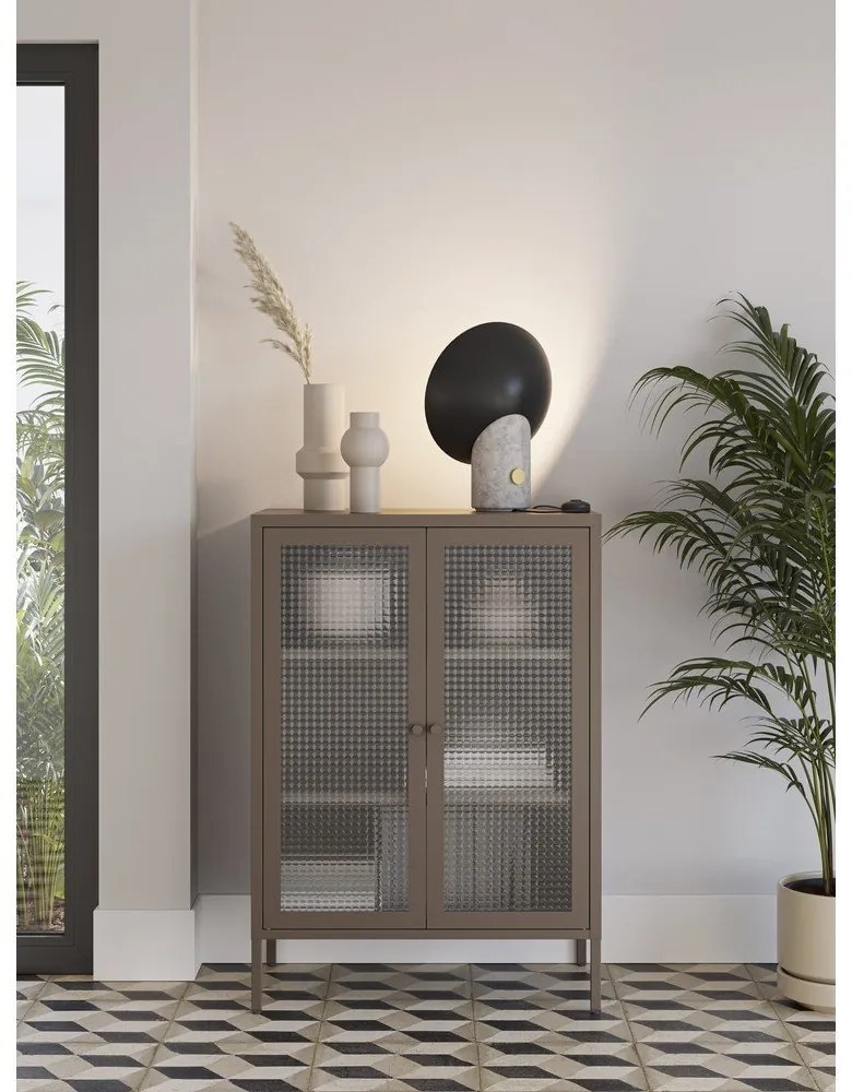 Сива метална витрина 70x100x40 cm Layna – Marckeric