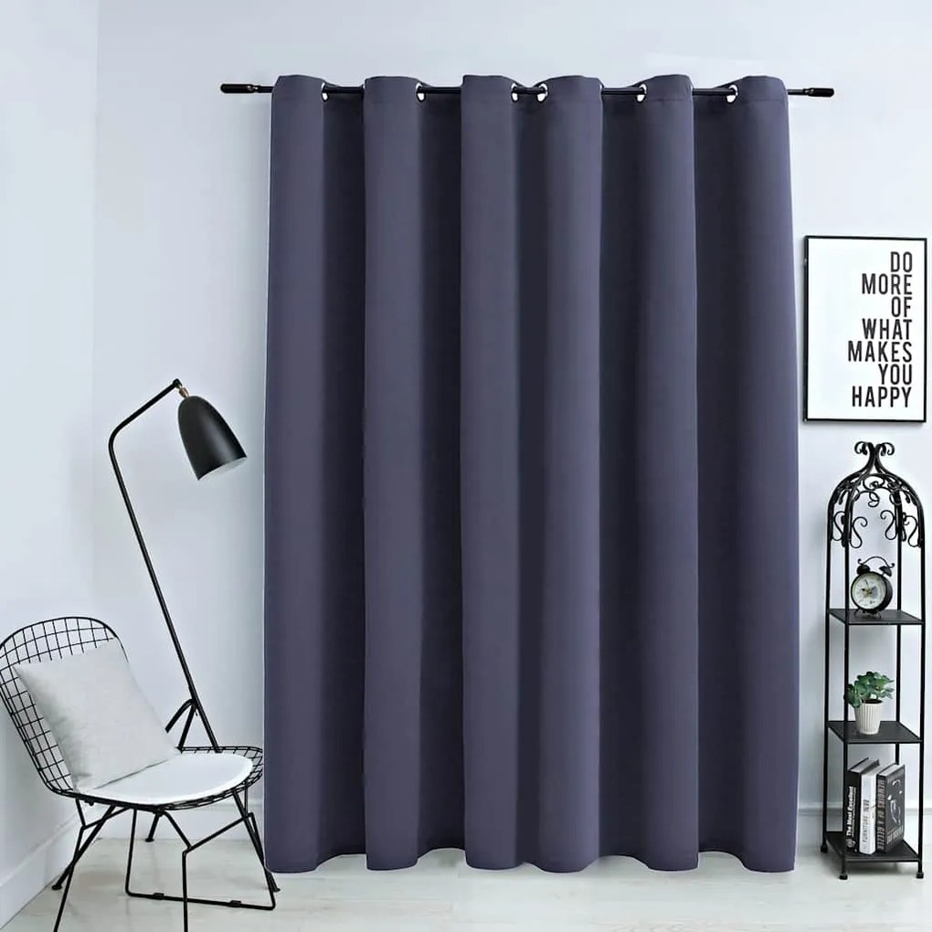 134421 vidaXL Затъмняваща завеса с метални халки, антрацит, 290x245 см