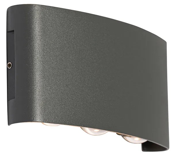 Външна стенна лампа тъмно сива с LED 6-светлина IP54 - Silly