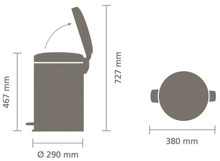 Кош за боклук с педал Brabantia NewIcon 649041, 20 л, Плавно затваряне, Противоплъзгаща основа, Инокс/Мат