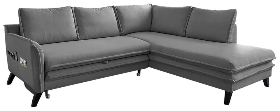 Сив ъглов разтегателен диван десен ъгъл Charming Charlie - Miuform