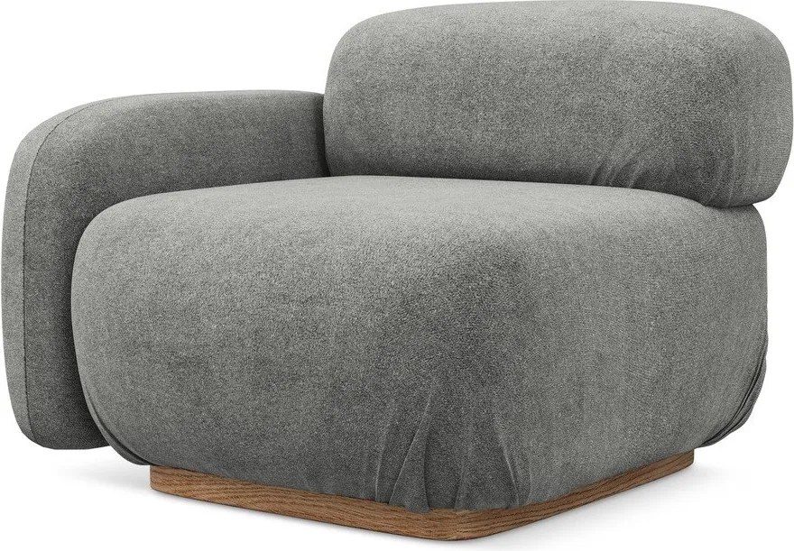 Сив модул за диван от букле (ляв ъгъл) Ailani – Makamii